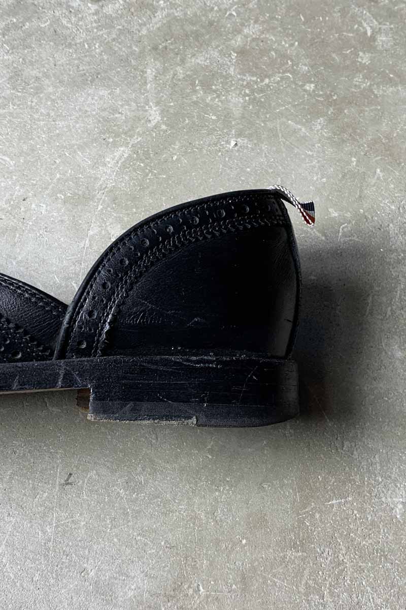 MADE IN ITALY WING-TIP LEATHER SLIP-ON / BLACK [SIZE: US10 (equivalent to 28cm) USED]