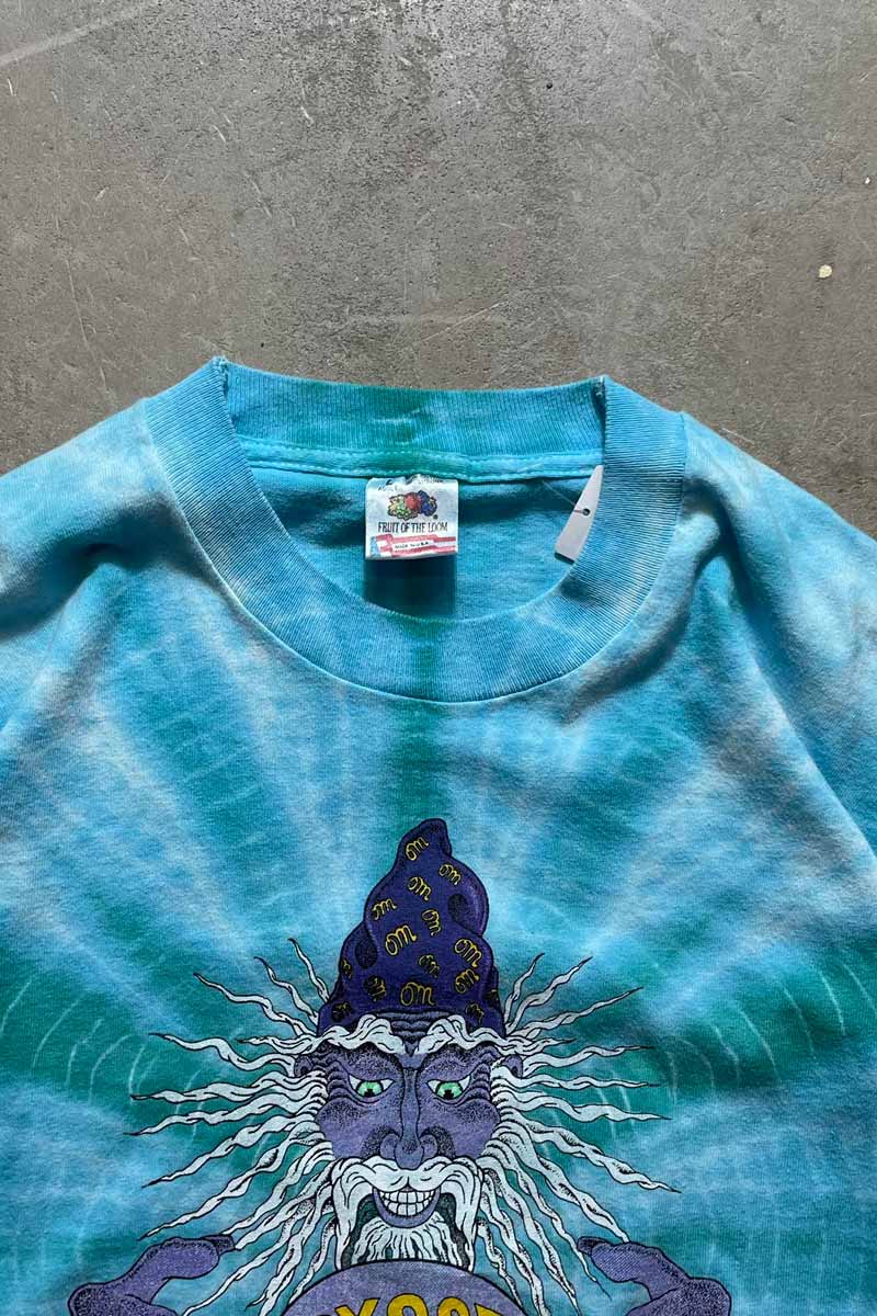 MADE IN USA 90s S/S ODYSSEY OF THE MIND PRINT TIE DYE T-SHIRT / BLUE [SIZE: L USED]