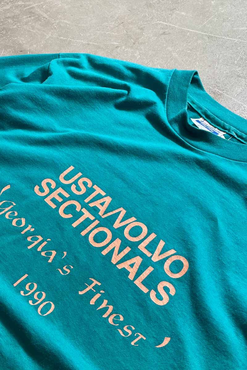 MADE IN USA 90'S USTA / VOLVO SECTIONALS S/S MESSAGE TEE SHIRTS / TURQUOISE BLUE [SIZE: XL USED]