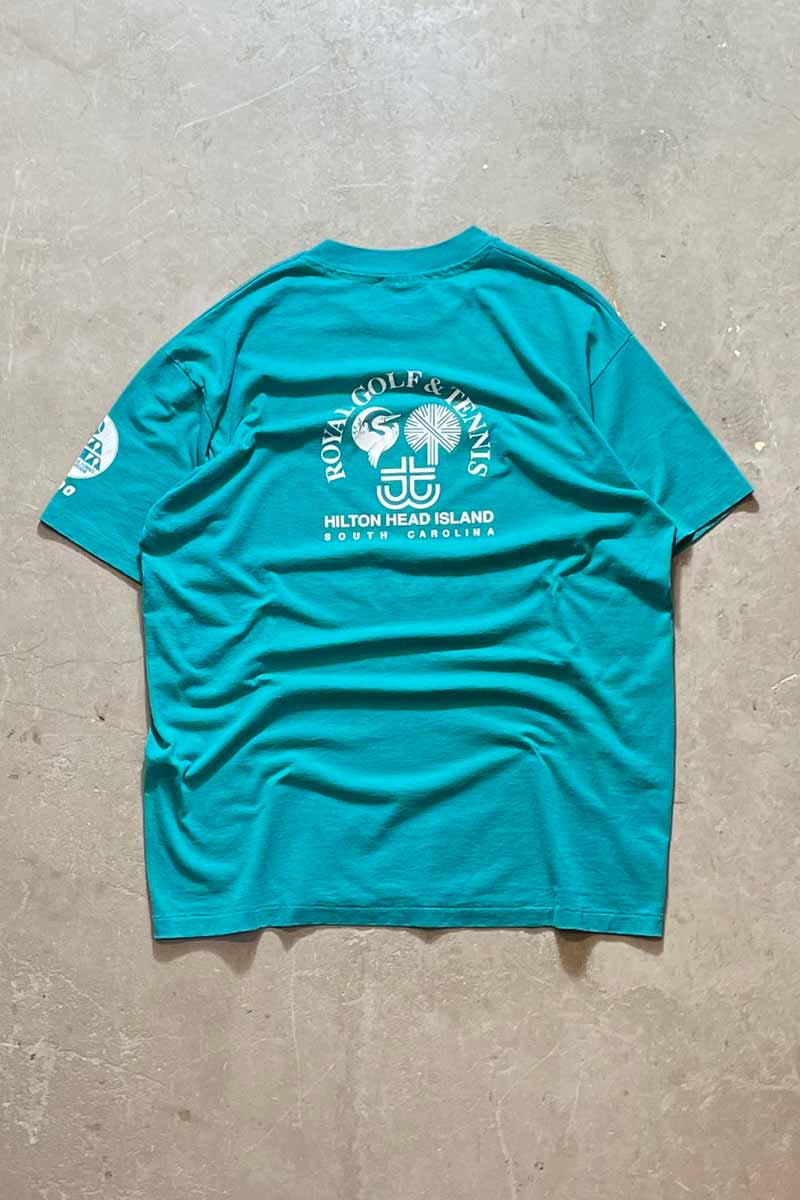 MADE IN USA 90'S USTA / VOLVO SECTIONALS S/S MESSAGE TEE SHIRTS / TURQUOISE BLUE [SIZE: XL USED]