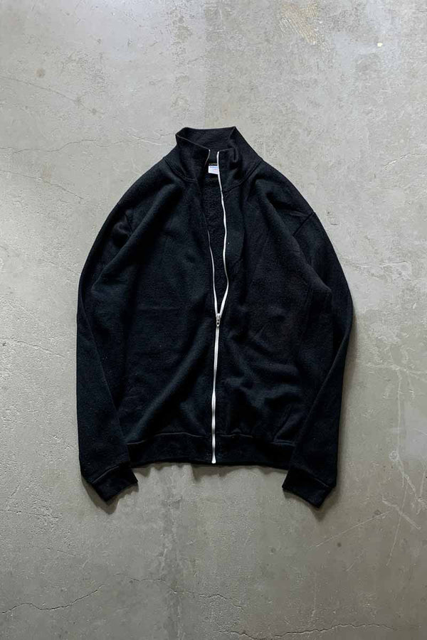 MADE IN USA 80s ZIP ACRYLIC KNIT JACKET / BLACK [SIZE: L USED]