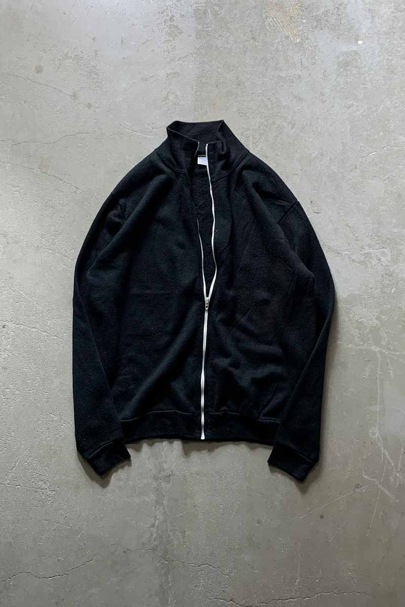 MADE IN USA 80'S ZIP ACRYLIC KNIT JACKET / BLACK [SIZE: L USED]