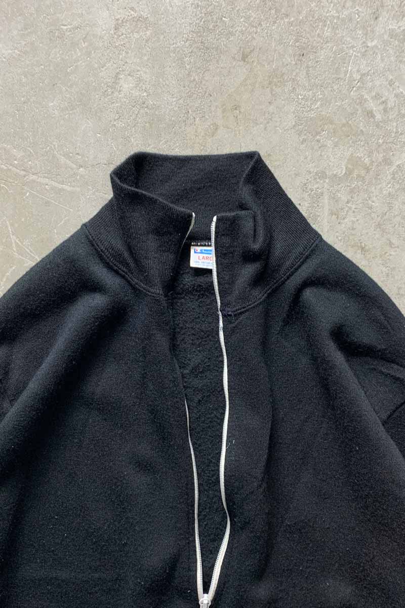 MADE IN USA 80s ZIP ACRYLIC KNIT JACKET / BLACK [SIZE: L USED]