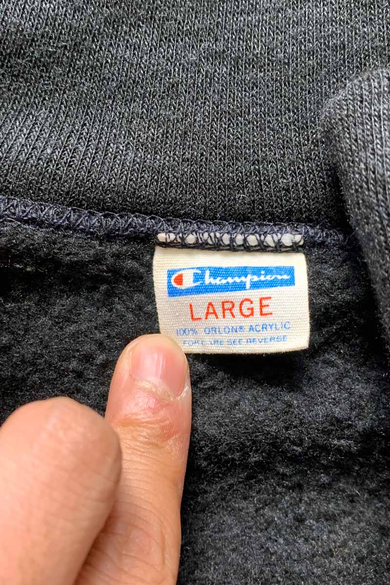 MADE IN USA 80s ZIP ACRYLIC KNIT JACKET / BLACK [SIZE: L USED]