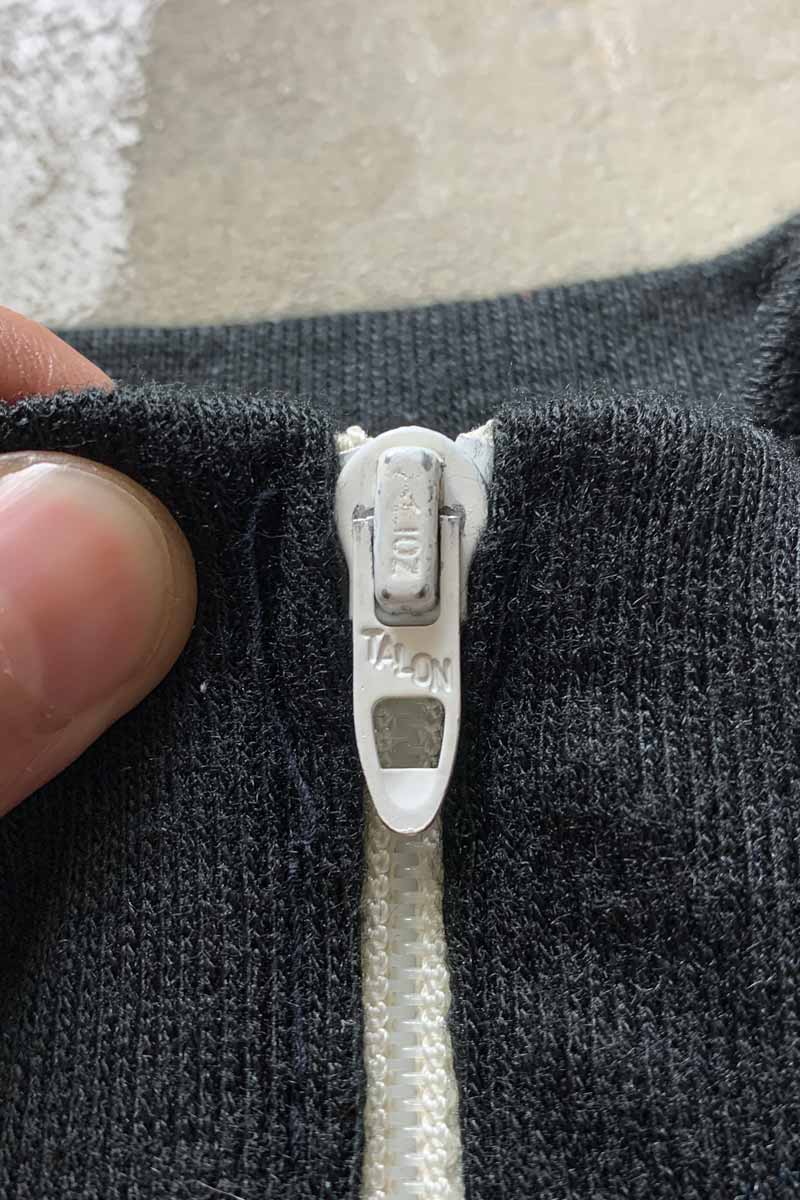 MADE IN USA 80s ZIP ACRYLIC KNIT JACKET / BLACK [SIZE: L USED]