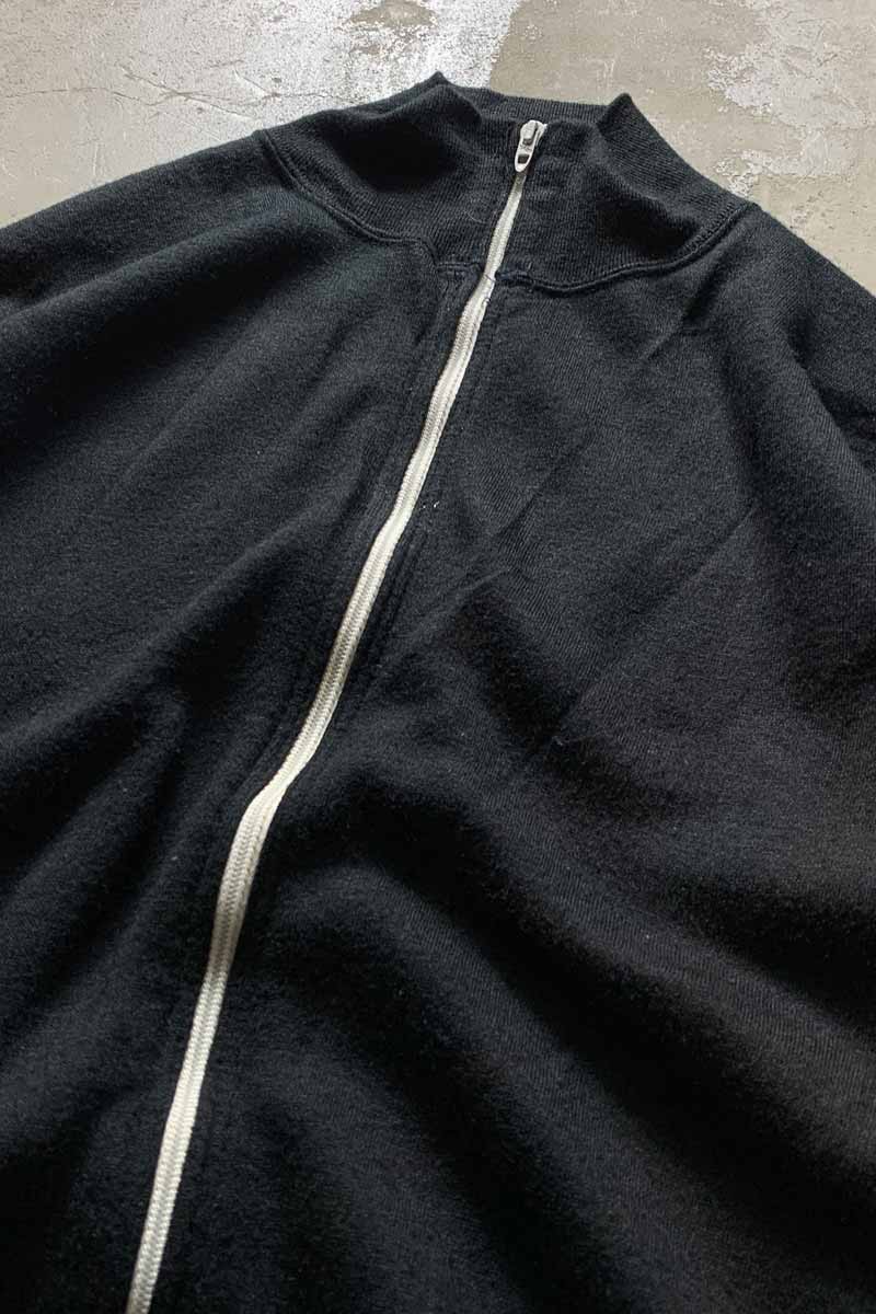 MADE IN USA 80s ZIP ACRYLIC KNIT JACKET / BLACK [SIZE: L USED]