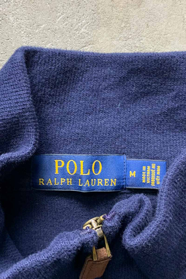 HALF ZIP COTTON KNIT SWEATER / NAVY [SIZE: M USED]