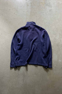 MADE IN USA 90'S HALF ZIP COTTON KNIT SWEATER / NAVY [SIZE: M USED]
