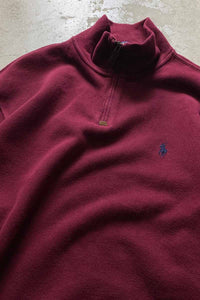 HALF ZIP COTTON KNIT SWEATER / BURGUNDY [SIZE: L USED]