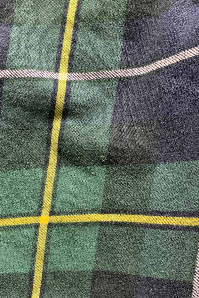 90'S HALF ZIP CHECK SWEATSHIRT / GREEN / NAVY [SIZE: L USED]