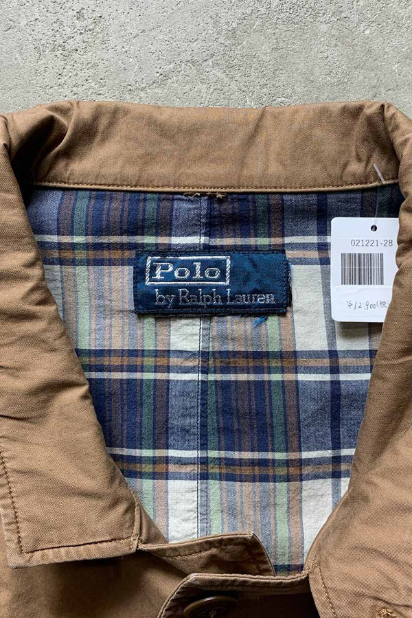 90'S COTTON SAFARI JACKET / BROWN [SIZE: L USED]