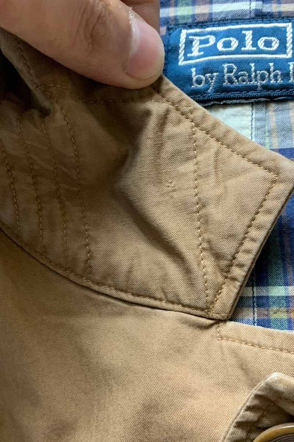 90'S COTTON SAFARI JACKET / BROWN [SIZE: L USED]