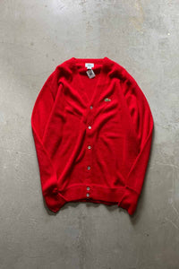 MADE IN USA 90'S ONE POINT ACRYLIC KNIT CARDIGAN / RED [SIZE: XL USED]