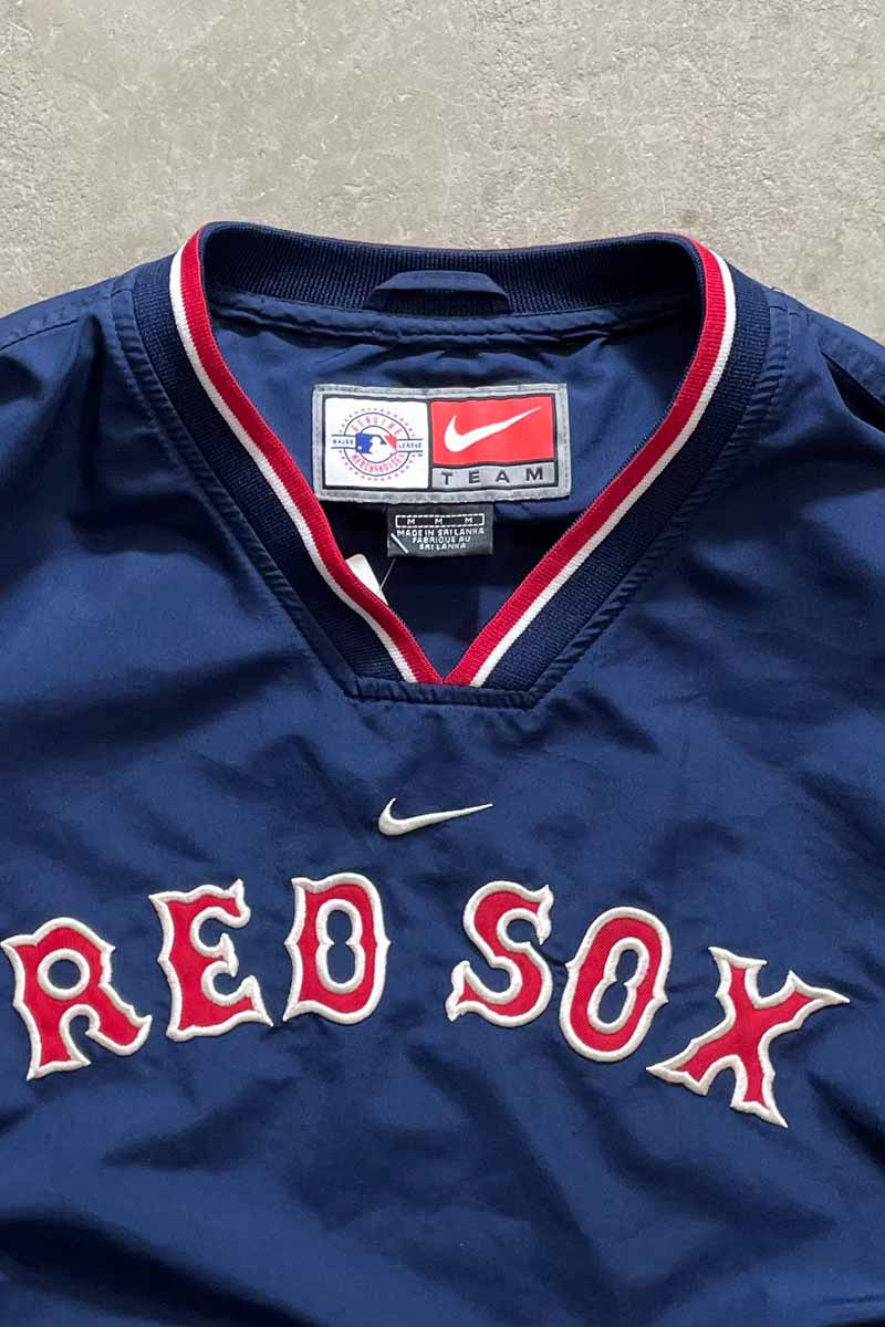 RED SOX V-NECK PULLOVER NYLON JACKET / NAVY [SIZE: M USED]