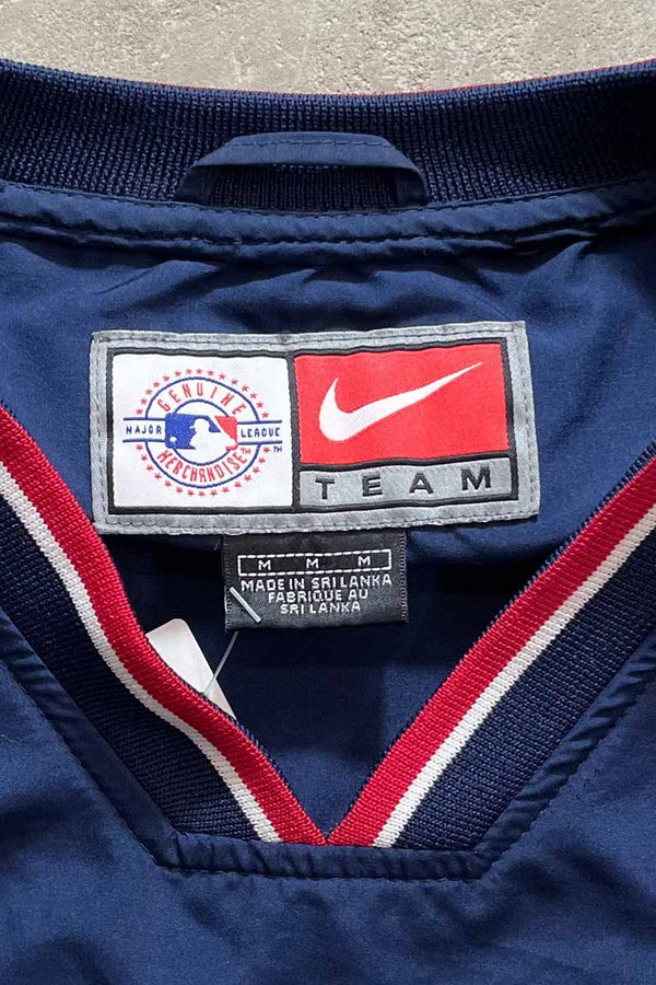 RED SOX V-NECK PULLOVER NYLON JACKET / NAVY [SIZE: M USED]