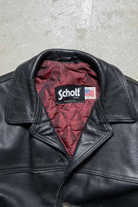 MADE IN USA 90'S LEATHER CAR COAT / BLACK [SIZE: L USED]