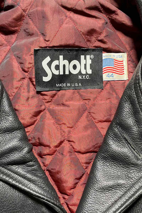 MADE IN USA 90'S LEATHER CAR COAT / BLACK [SIZE: L USED]