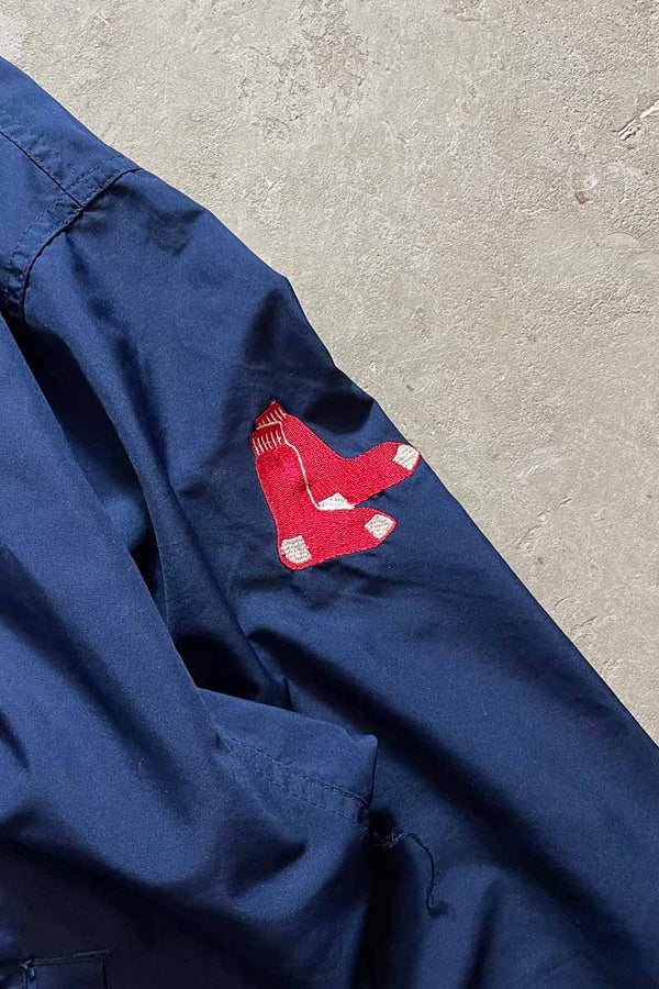 RED SOX V-NECK PULLOVER NYLON JACKET / NAVY [SIZE: M USED]