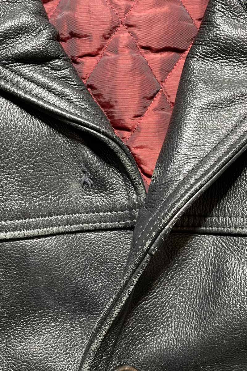 MADE IN USA 90'S LEATHER CAR COAT / BLACK [SIZE: L USED]