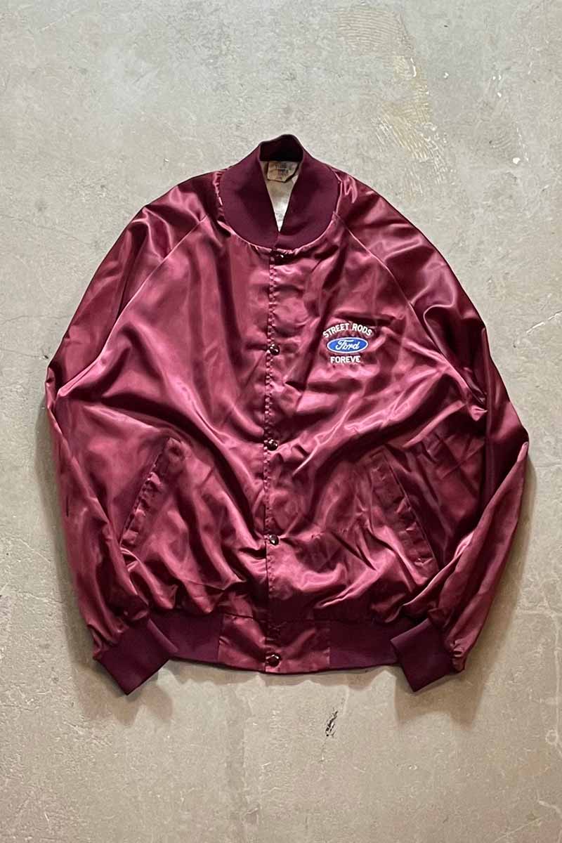 MADE IN USA 80'S FORD NYLON STADIUM JACKET / WINE RED [SIZE: XXL USED]