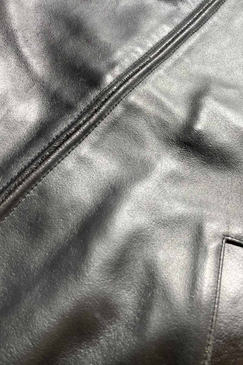 Y2K EARLY 00'S ZIP UP LEATHER JACKET / BLACK [SIZE: L USED]