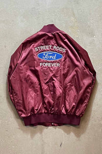 MADE IN USA 80'S FORD NYLON STADIUM JACKET / WINE RED [SIZE: XXL USED]