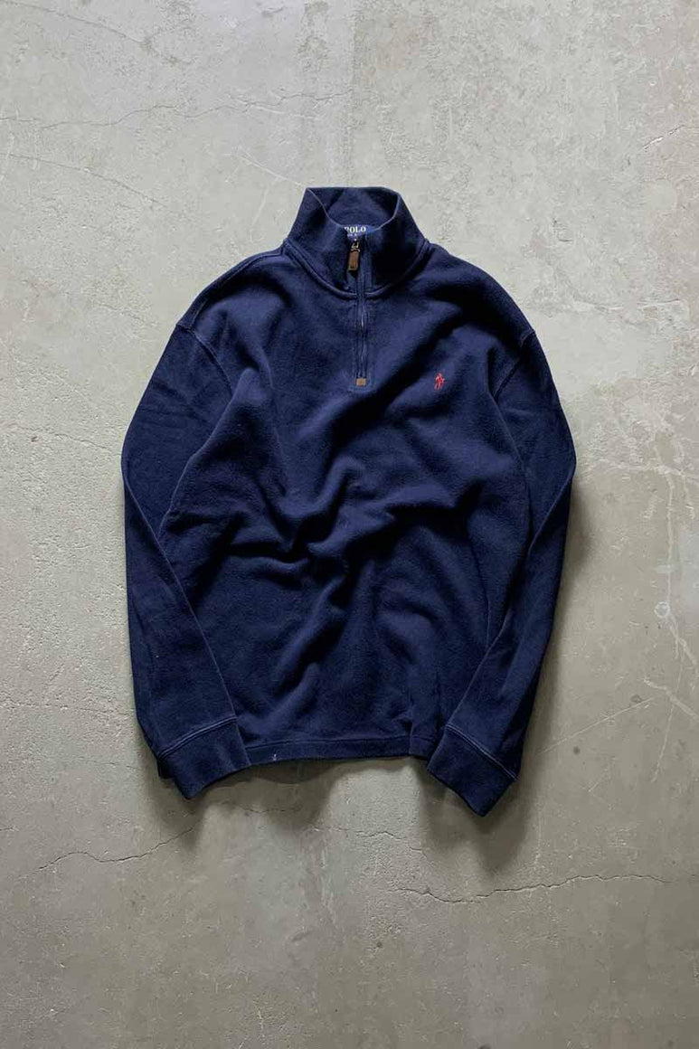 HALF ZIP COTTON KNIT SWEATER / NAVY [SIZE: M USED]