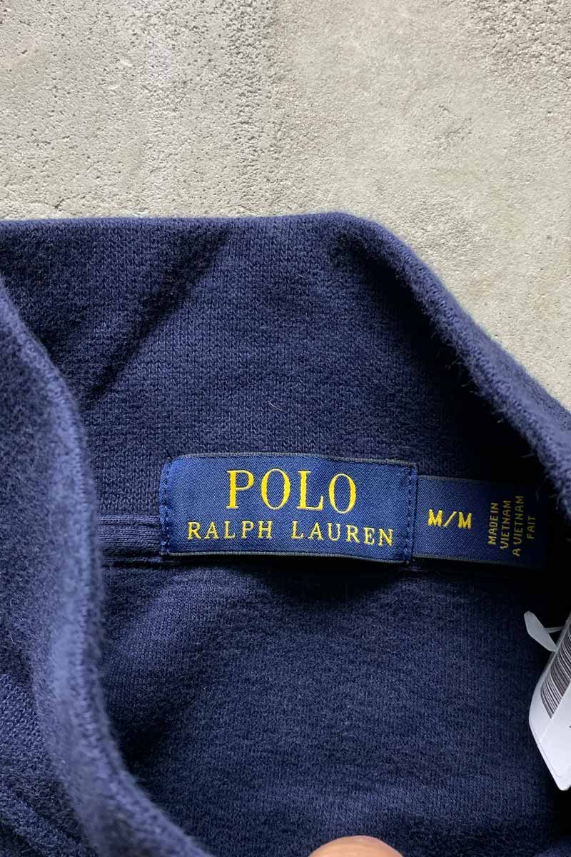 HALF ZIP COTTON KNIT SWEATER / NAVY [SIZE: M USED]
