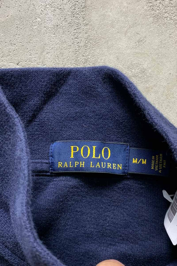 HALF ZIP COTTON KNIT SWEATER / NAVY [SIZE: M USED]