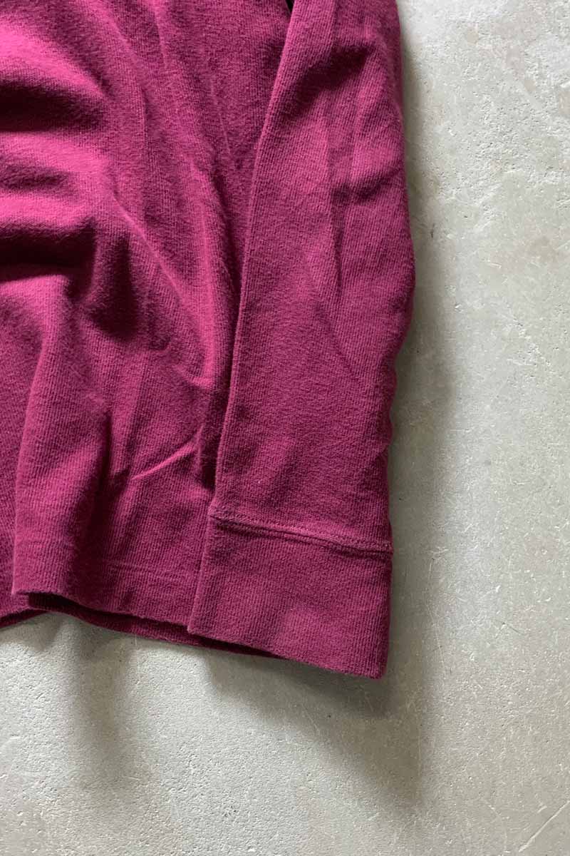 HALF ZIP COTTON KNIT SWEATER / BURGUNDY [SIZE: L USED]