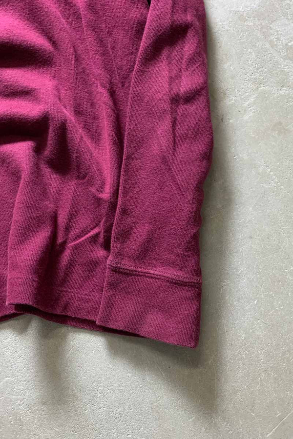 HALF ZIP COTTON KNIT SWEATER / BURGUNDY [SIZE: L USED]