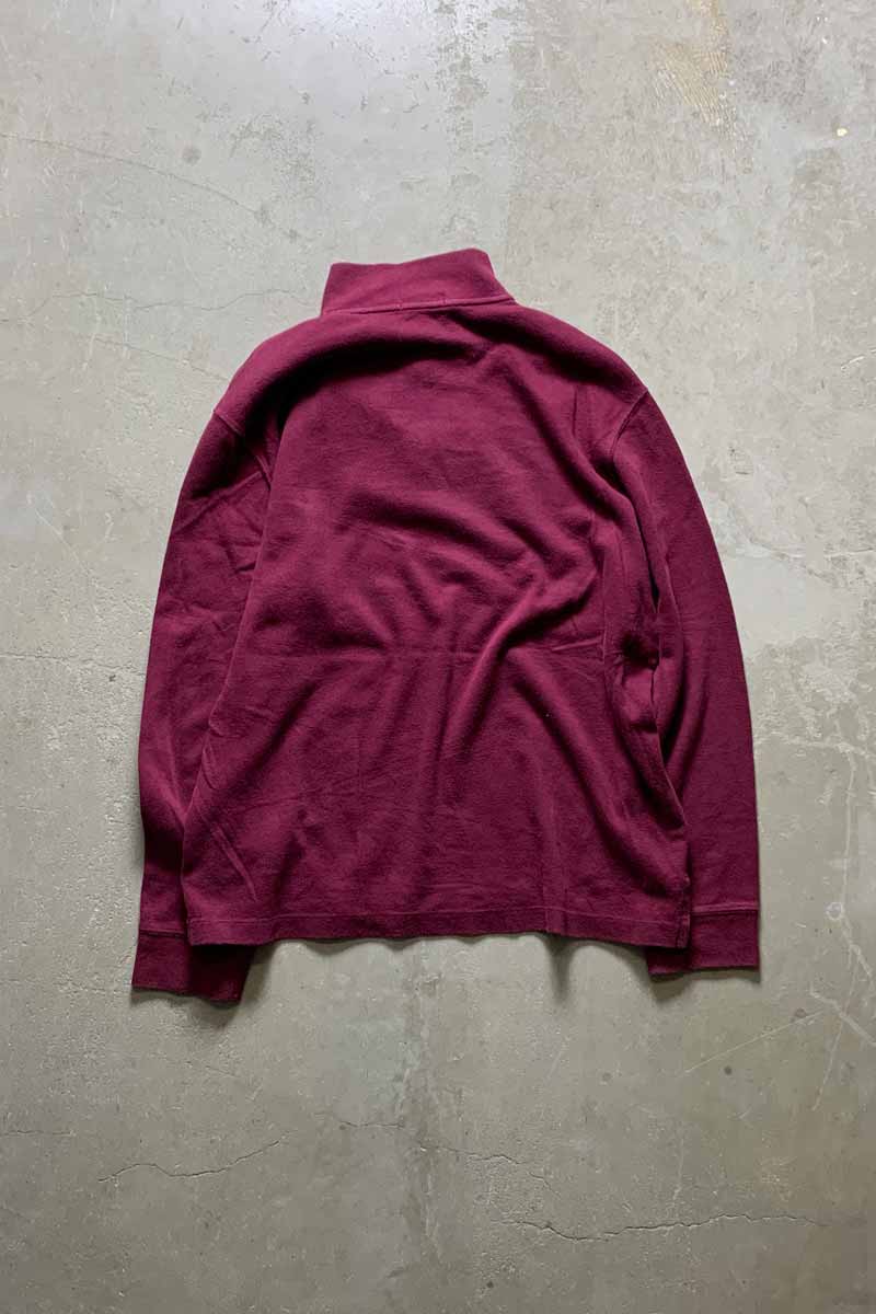 HALF ZIP COTTON KNIT SWEATER / BURGUNDY [SIZE: L USED]
