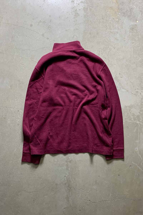 HALF ZIP COTTON KNIT SWEATER / BURGUNDY [SIZE: L USED]