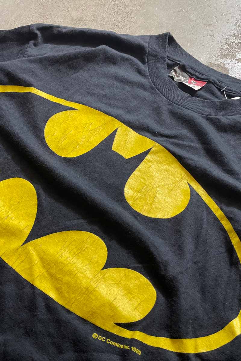 MADE IN USA 89'S S/S BATMAN LOGO PRINT T-SHIRT / BLACK [SIZE: XL USED]