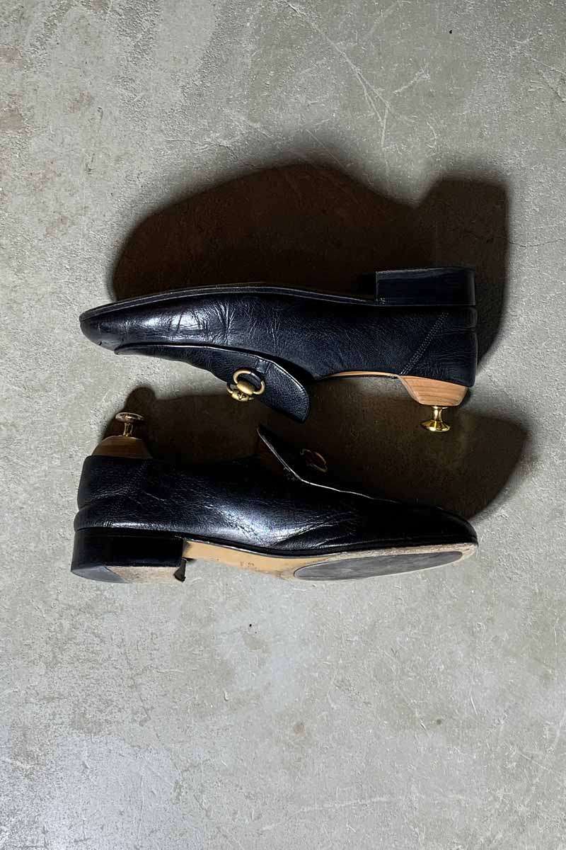 MADE IN ITALY HORSE BIT LEATHER LOAFERS / BLACK[SIZE: US8.5 (26.5cm相当) USED]