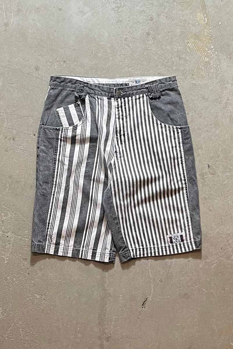 STRIPE DENIM SHORT PANTS / GRAY [SIZE: 36 USED]