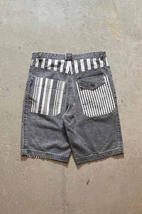 STRIPE DENIM SHORT PANTS / GRAY [SIZE: 36 USED]