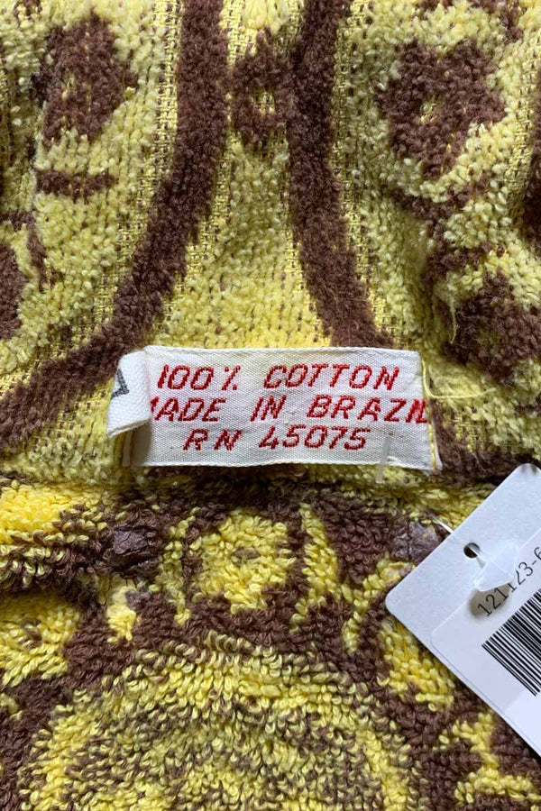 MADE IN BRAZIL 60-70'S PATTERN S/S BEACH SHIRT/ YELLOW [SIZE:L USED]