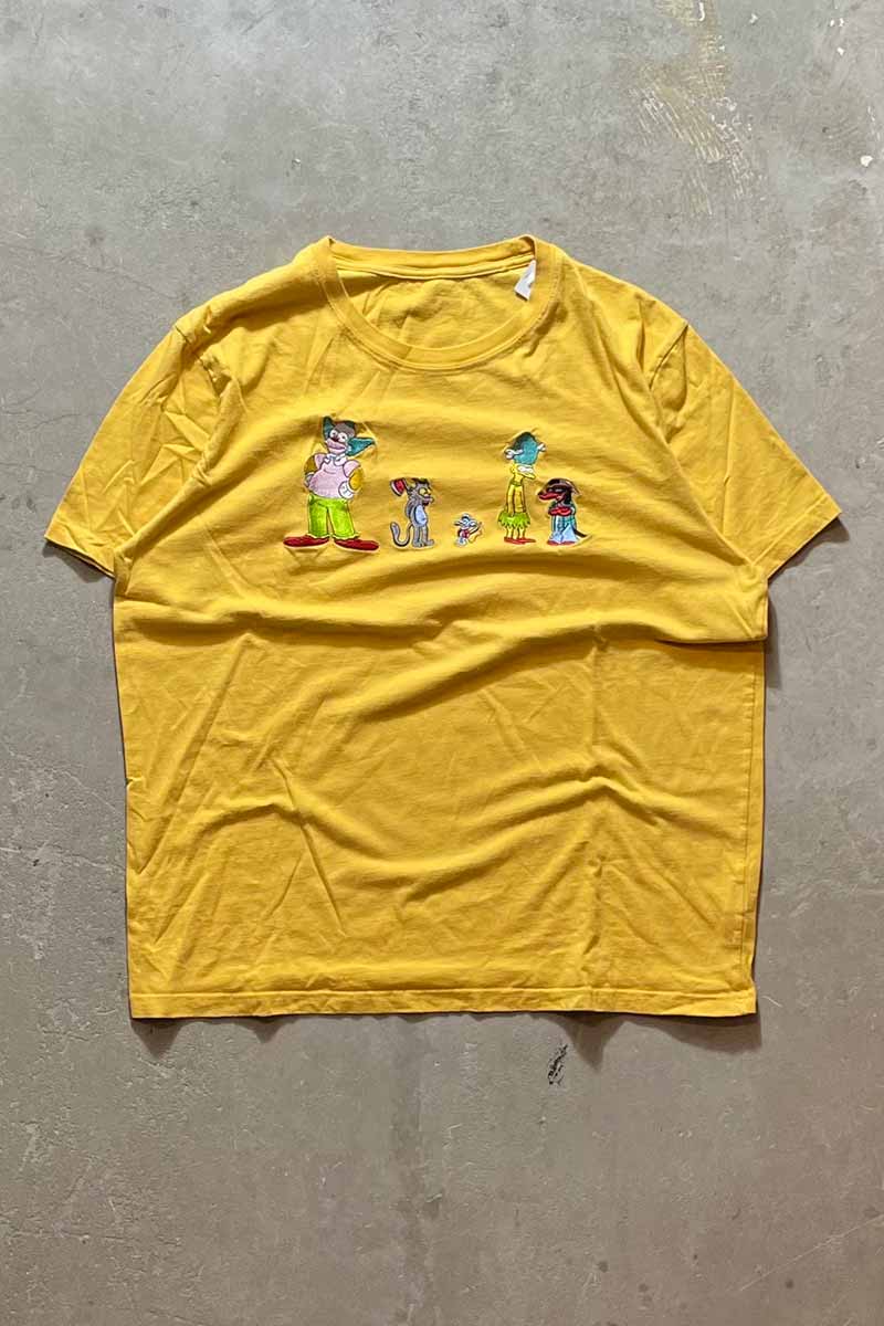 S/S THE SIMPSONS EMBROIDERY T-SHIRT / YELLOW [SIZE: L equivalent USED]
