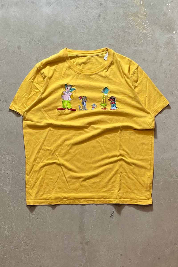 S/S THE SIMPSONS EMBROIDERY T-SHIRT / YELLOW [SIZE: L equivalent USED]