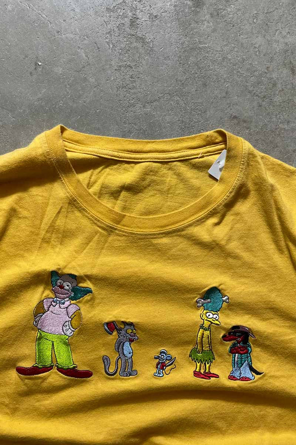 S/S THE SIMPSONS EMBROIDERY T-SHIRT / YELLOW [SIZE: L equivalent USED]