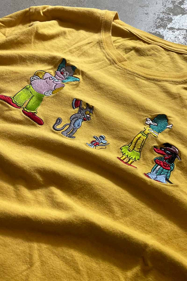 S/S THE SIMPSONS EMBROIDERY T-SHIRT / YELLOW [SIZE: L equivalent USED]