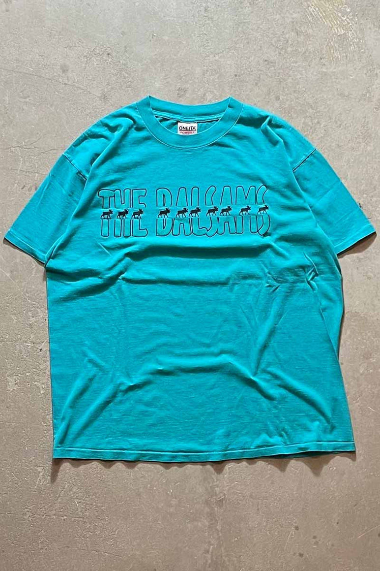 MADE IN USA THE BALSAMS S/S PRINT T-SHIRT / TURQUOISE [SIZE: XL USED]