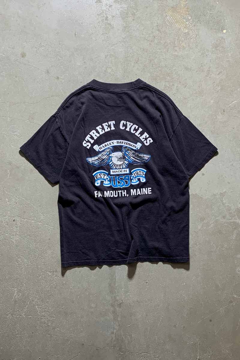 MADE IN USA 92'S BACK PRINT MOTOR CYCLE T-SHIRT / BLACK [SIZE: M USED]