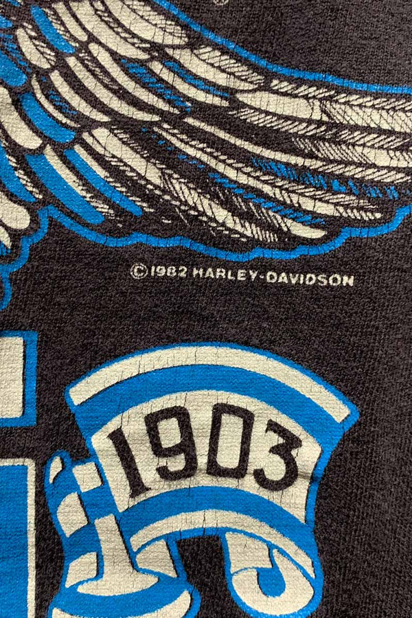 MADE IN USA 92'S BACK PRINT MOTOR CYCLE T-SHIRT / BLACK [SIZE: M USED]