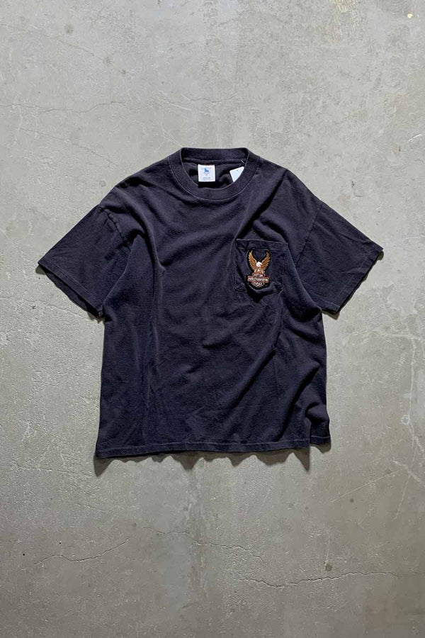 MADE IN USA 92'S BACK PRINT MOTOR CYCLE T-SHIRT / BLACK [SIZE: M USED]