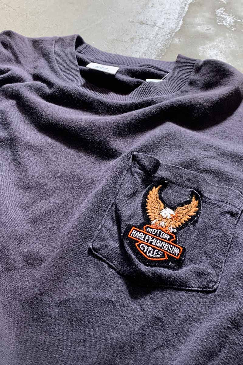 MADE IN USA 92'S BACK PRINT MOTOR CYCLE T-SHIRT / BLACK [SIZE: M USED]