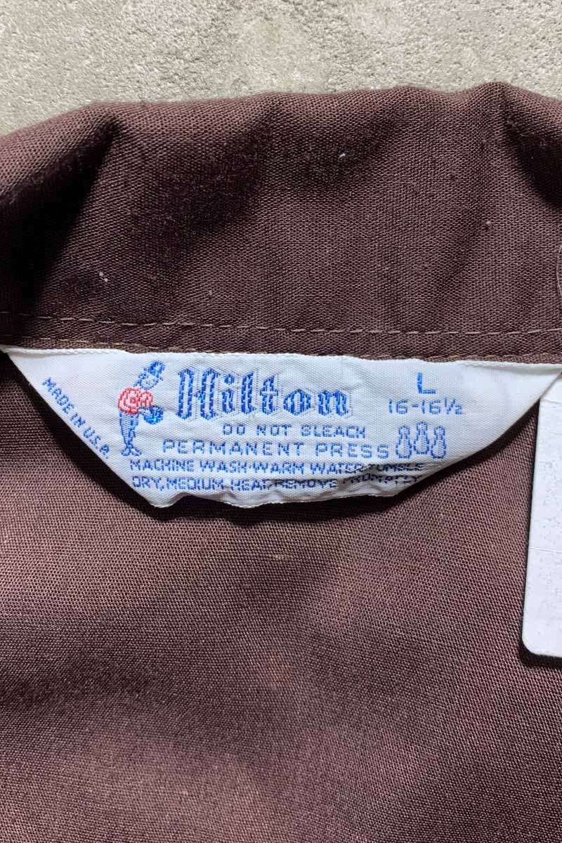 70'S S/S BOWLING SHIRT / BROWN [SIZE:L USED]
