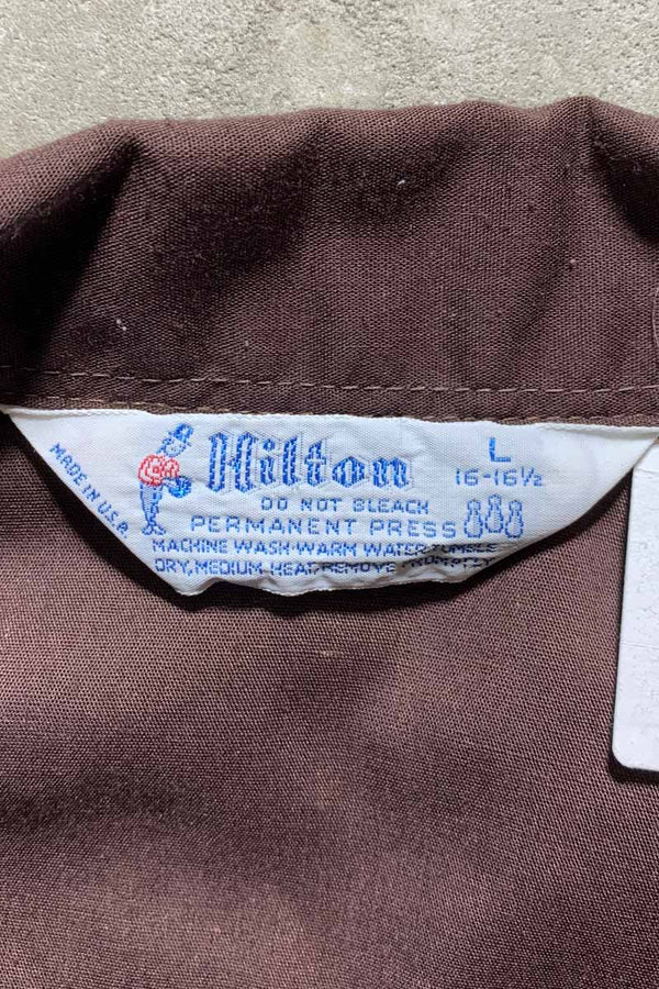 70'S S/S BOWLING SHIRT / BROWN [SIZE:L USED]
