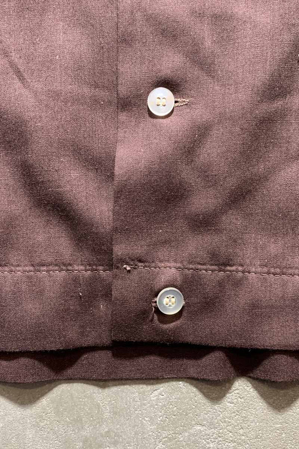 70'S S/S BOWLING SHIRT / BROWN [SIZE:L USED]
